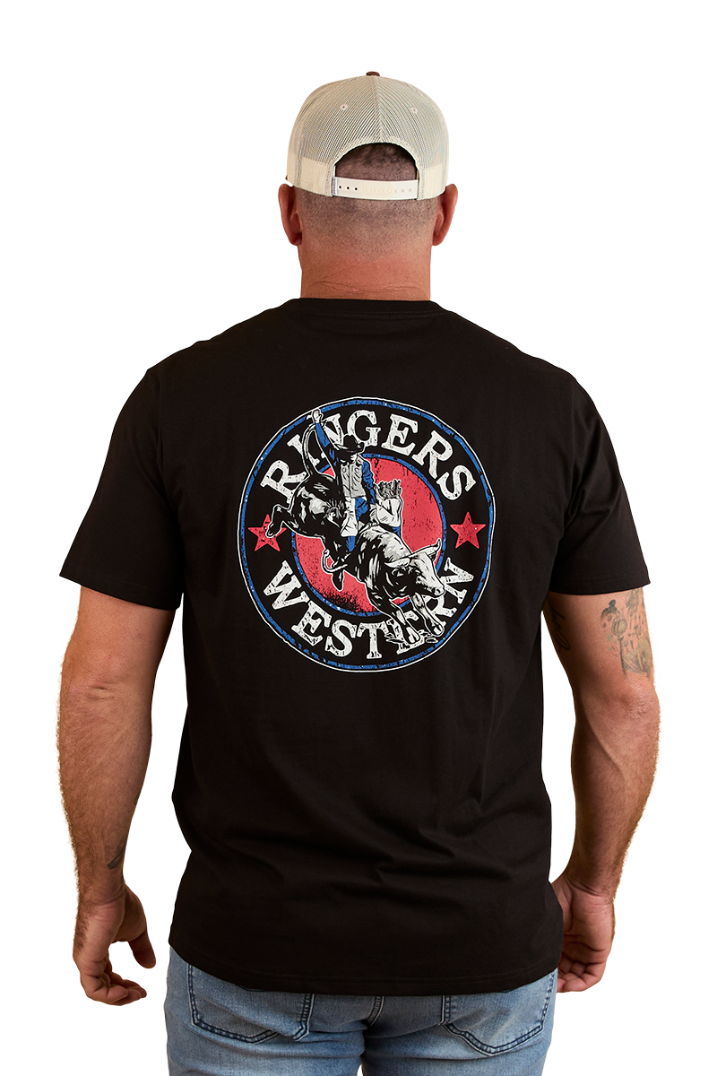 Ringers Western Mens Bucking Bull Loose Fit S/S Tee (124069RW) Black