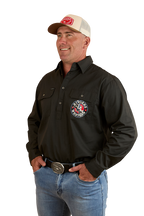 Ringers Western Mens 8 Seconds Half Button L/S Shirt (124093RW) Charcoal