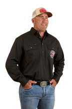 Ringers Western Mens 8 Seconds Half Button L/S Shirt (124093RW) Charcoal