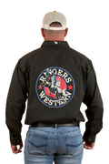 Ringers Western Mens 8 Seconds Half Button L/S Shirt (124093RW) Charcoal