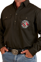 Ringers Western Mens 8 Seconds Half Button L/S Shirt (124093RW) Charcoal