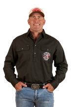 Ringers Western Mens 8 Seconds Half Button L/S Shirt (124093RW) Charcoal