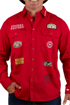 Ringers Western Mens Chute Boss Full Button L/S Shirt (124072RW) Dark Red