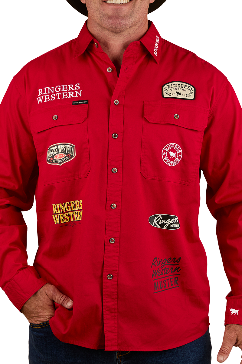 Ringers Western Mens Chute Boss Full Button L/S Shirt (124072RW) Dark Red