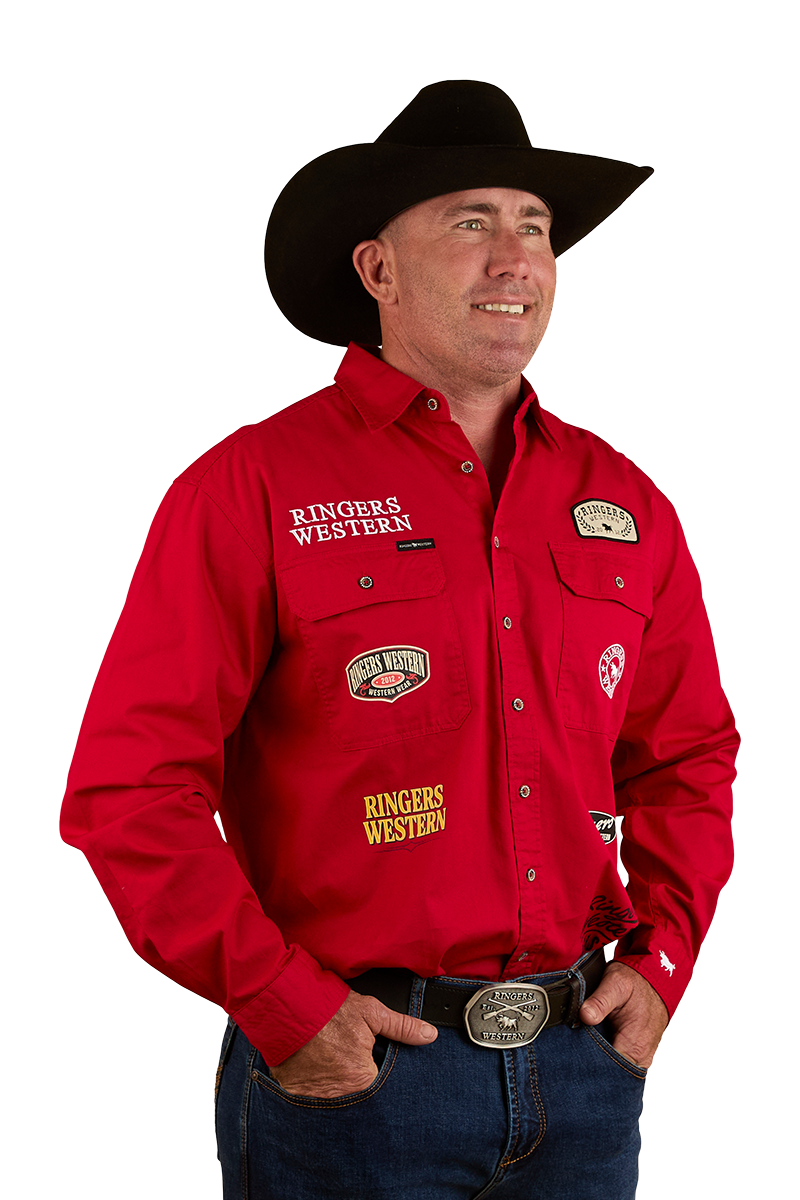 Ringers Western Mens Chute Boss Full Button L/S Shirt (124072RW) Dark Red