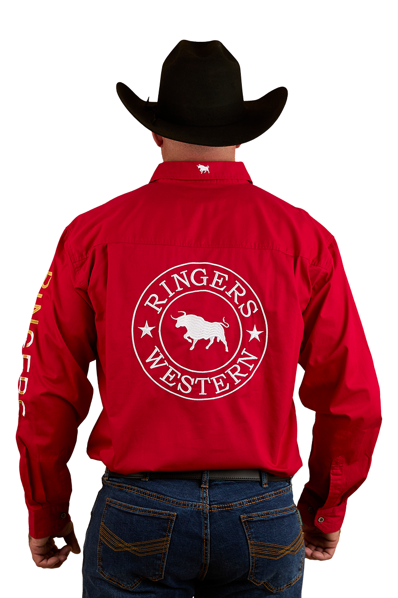 Ringers Western Mens Chute Boss Full Button L/S Shirt (124072RW) Dark Red