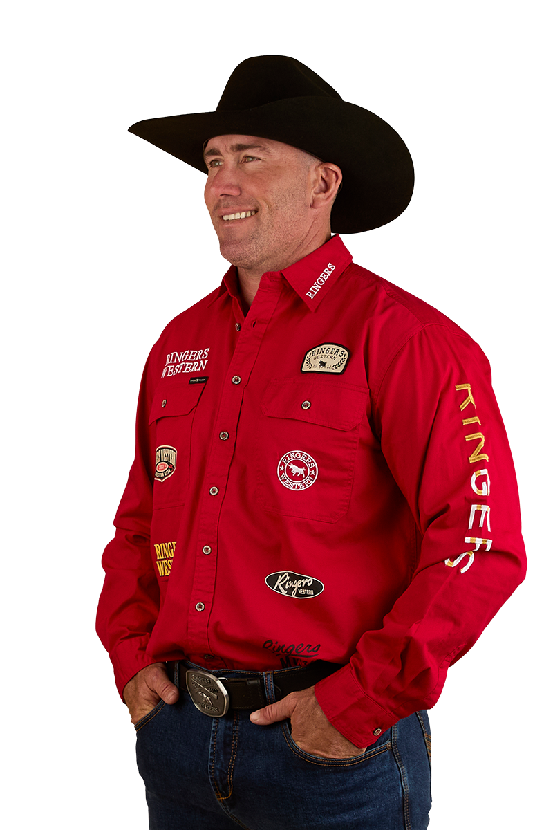 Ringers Western Mens Chute Boss Full Button L/S Shirt (124072RW) Dark Red