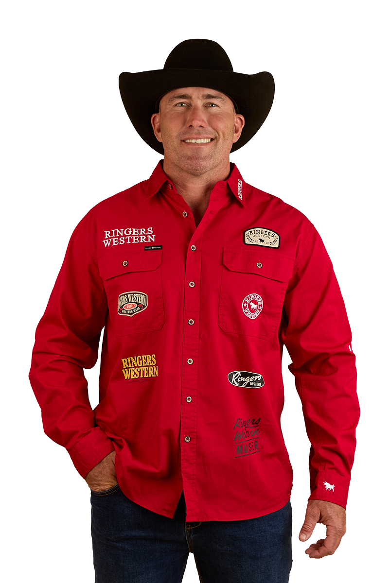 Ringers Western Mens Chute Boss Full Button L/S Shirt (124072RW) Dark Red