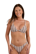 Ringers Western Womens Ashton Check Slide Tri Bikini Top (224102RW) Chocolate/White