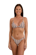 Ringers Western Womens Ashton Check Slide Tri Bikini Top (224102RW) Chocolate/White