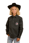 Ringers Western Childrens 8 Seconds Bucking Bull L/S Shirt (324037RW) Charcoal