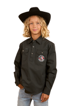 Ringers Western Childrens 8 Seconds Bucking Bull L/S Shirt (324037RW) Charcoal