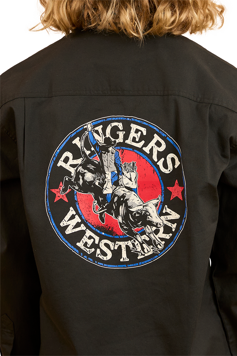 Ringers Western Childrens 8 Seconds Bucking Bull L/S Shirt (324037RW) Charcoal