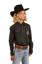 Ringers Western Childrens 8 Seconds Bucking Bull L/S Shirt (324037RW) Charcoal