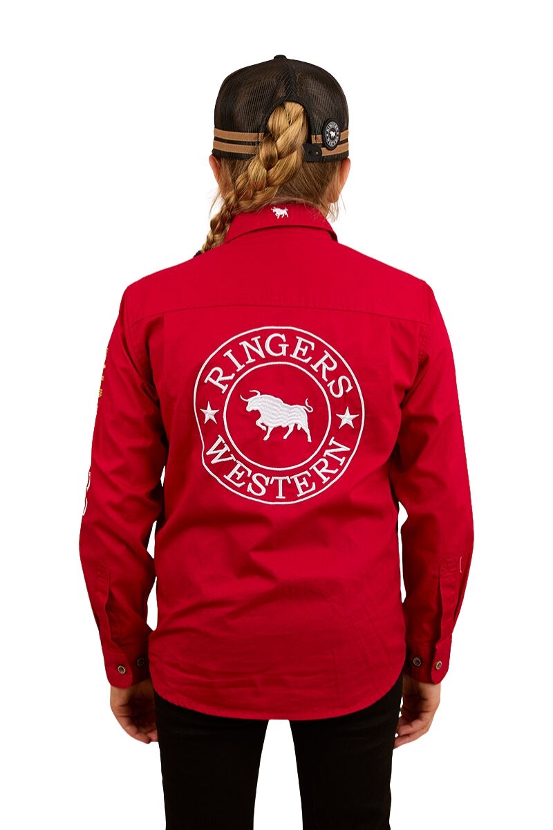 Ringers Western Childrens Chute Boss L/S Shirt (324036RW) Dark Red