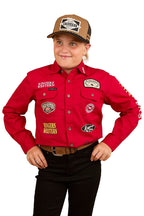 Ringers Western Childrens Chute Boss L/S Shirt (324036RW) Dark Red