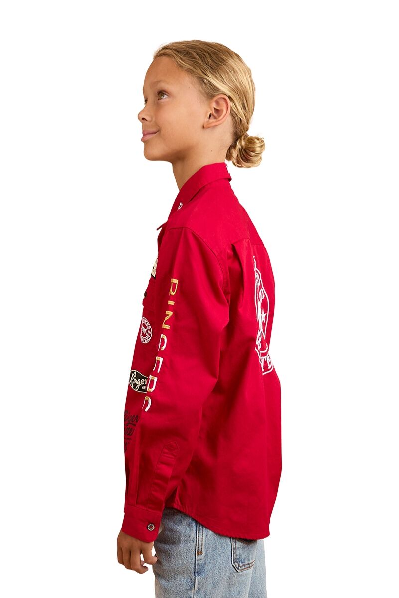 Ringers Western Childrens Chute Boss L/S Shirt (324036RW) Dark Red
