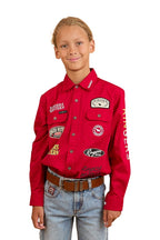 Ringers Western Childrens Chute Boss L/S Shirt (324036RW) Dark Red