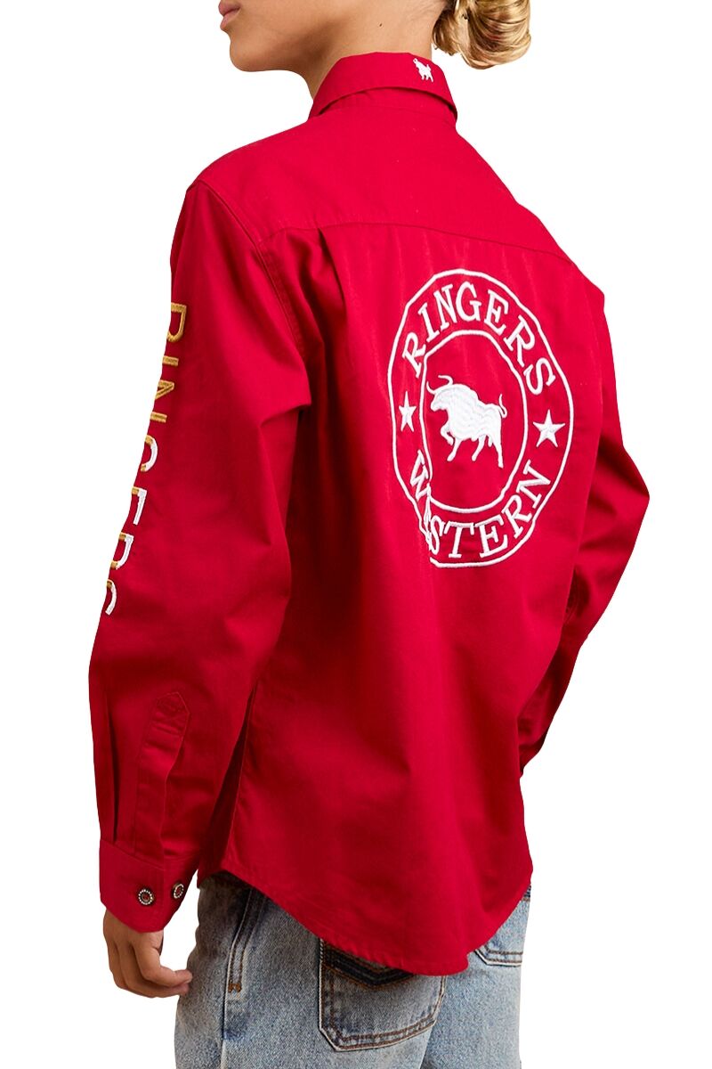 Ringers Western Childrens Chute Boss L/S Shirt (324036RW) Dark Red
