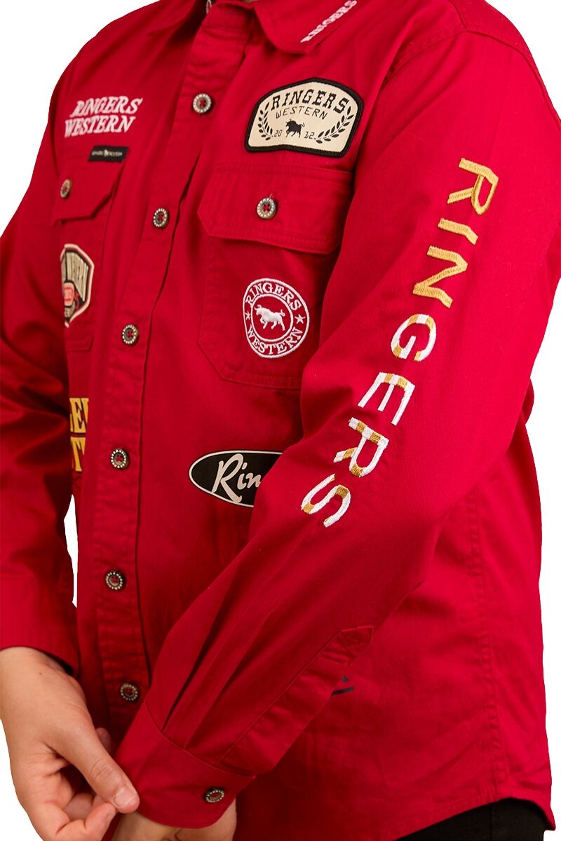 Ringers Western Childrens Chute Boss L/S Shirt (324036RW) Dark Red
