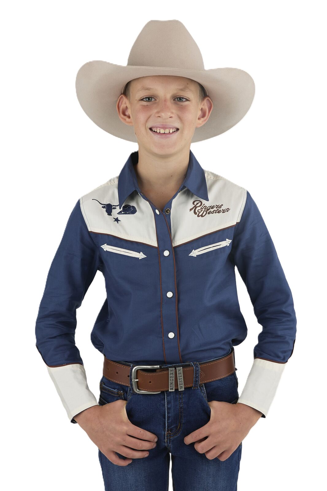 Ringers Western Childrens Alfie L/S Western Shirt (324025RW) Washed Navy [SD]