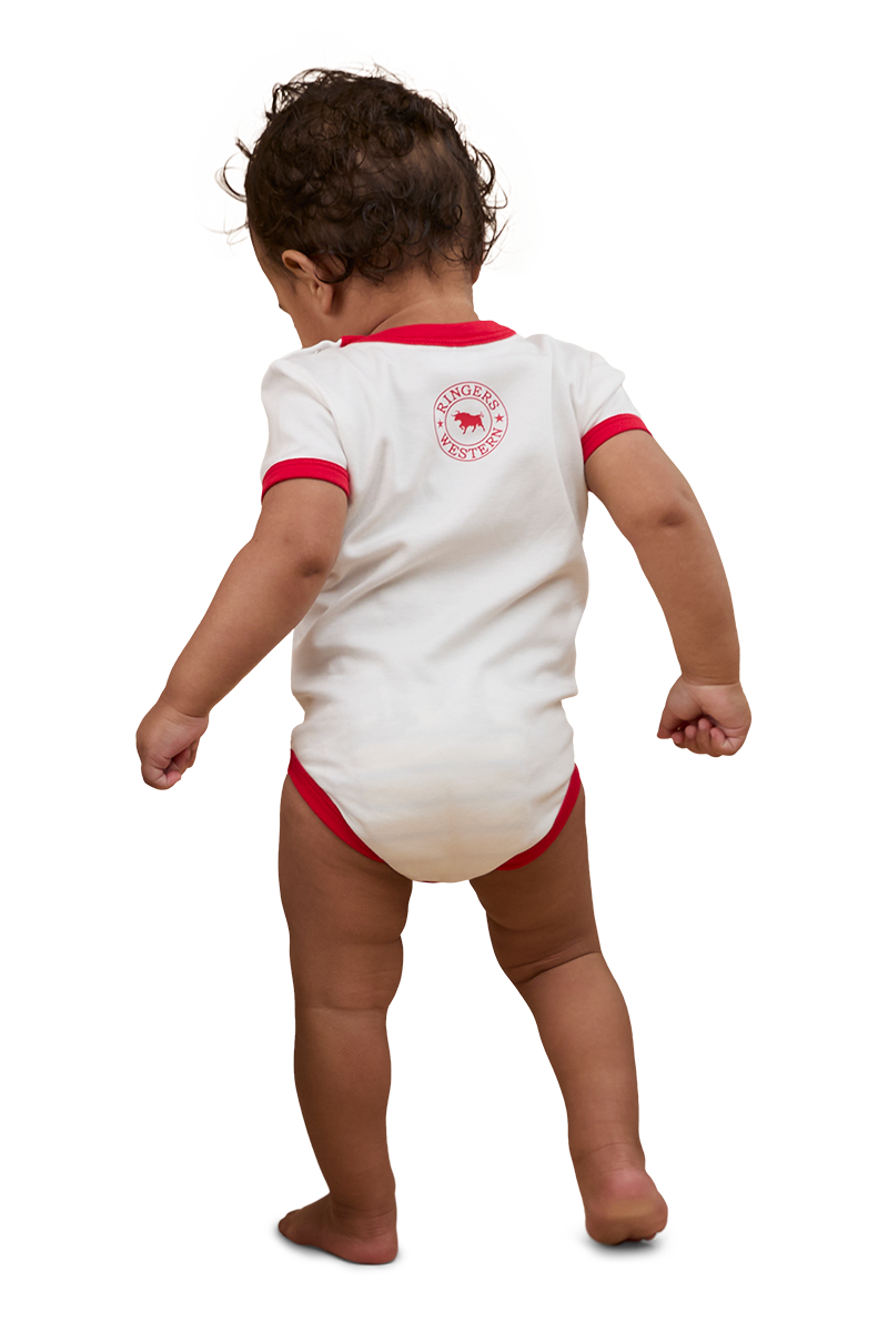 Ringers Western Infants First Rodeo S/S Romper (524004RW) Off White/Red