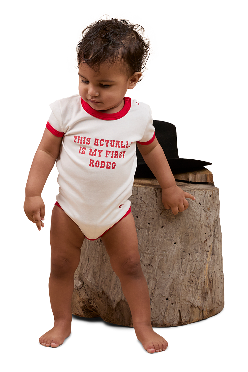 Ringers Western Infants First Rodeo S/S Romper (524004RW) Off White/Red