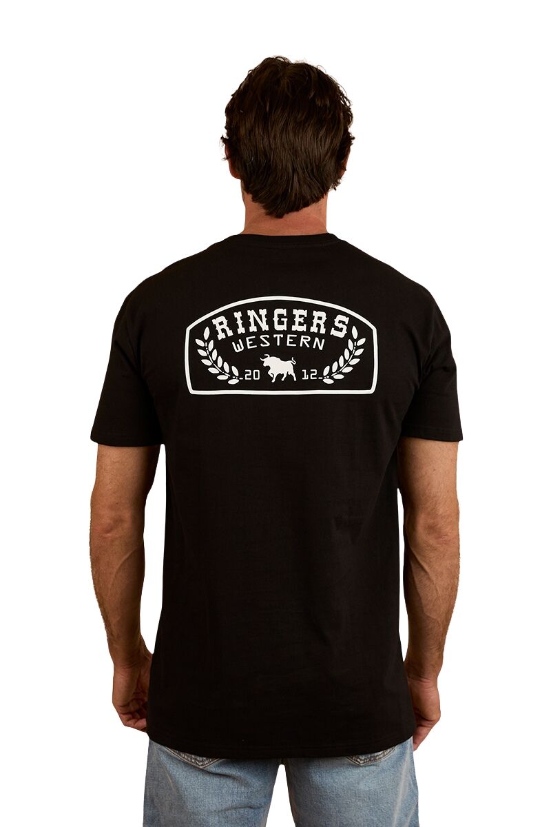 Ringers Western Mens Wheatbelt S/S Tee (124073RW) Black/White Print