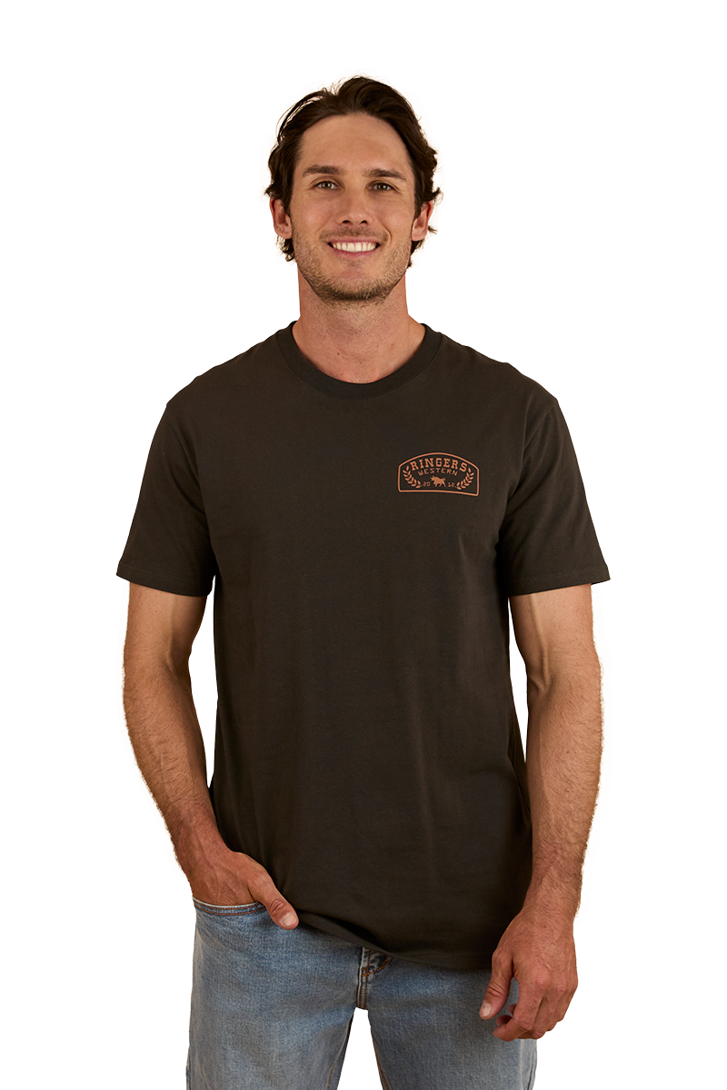 Ringers Western Mens Wheatbelt S/S Tee (124073RW) Charcoal/Copper