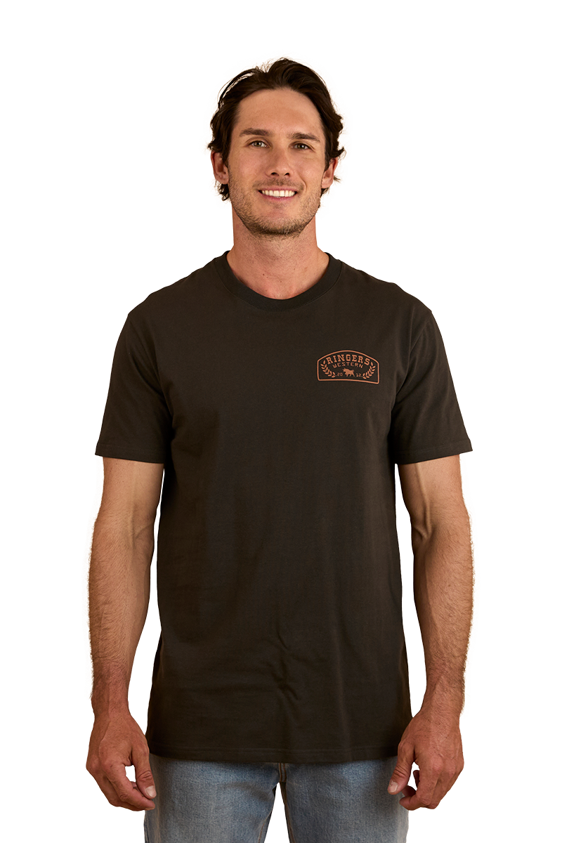 Ringers Western Mens Wheatbelt S/S Tee (124073RW) Charcoal/Copper
