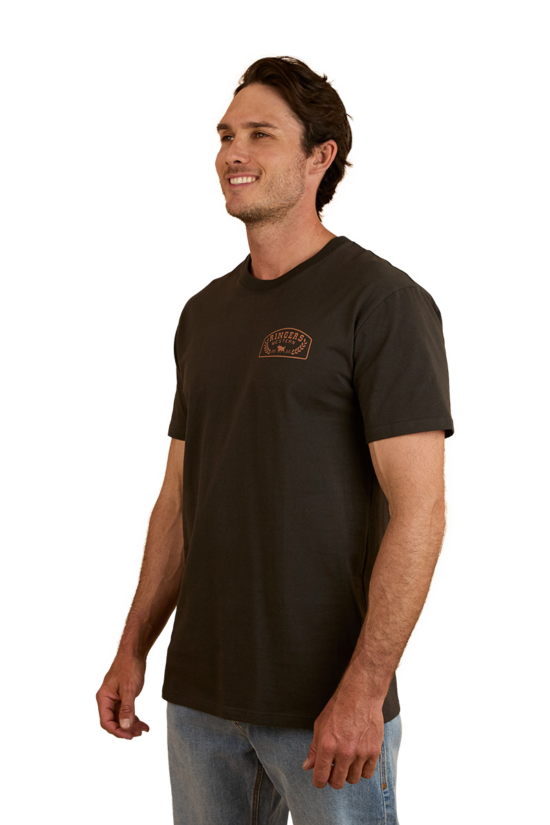 Ringers Western Mens Wheatbelt S/S Tee (124073RW) Charcoal/Copper