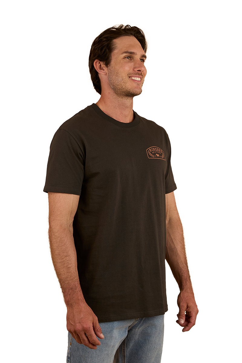 Ringers Western Mens Wheatbelt S/S Tee (124073RW) Charcoal/Copper