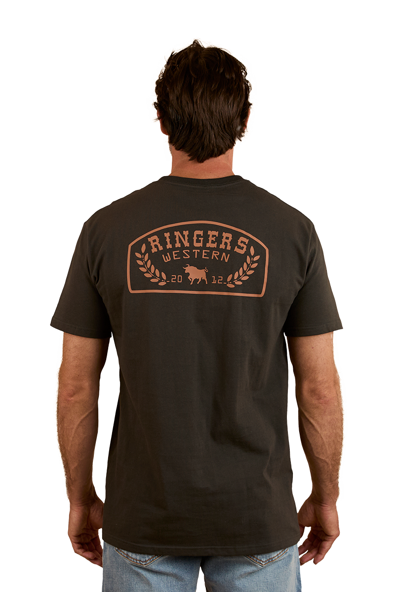 Ringers Western Mens Wheatbelt S/S Tee (124073RW) Charcoal/Copper
