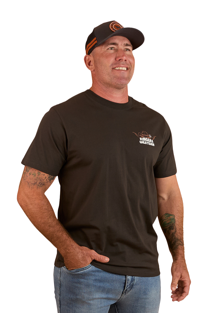 Ringers Western Mens Country Club Loose Fit S/S Tee (124077RW) Charcoal