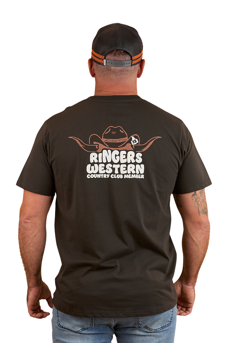Ringers Western Mens Country Club Loose Fit S/S Tee (124077RW) Charcoal