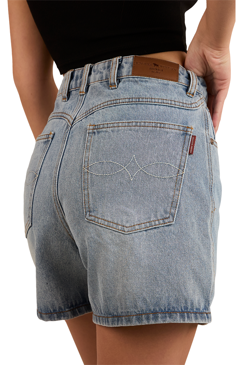 Ringers Western Womens Saige Denim Shorts (223146RW) Light Wash Blue