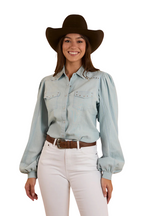 Ringers Western Womens Camila L/S Blouse (224032RW) Chambray [SD]