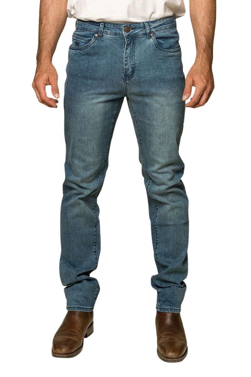 Ringers Western Mens Burke Tapered Leg Jeans (117108002) Light Blue