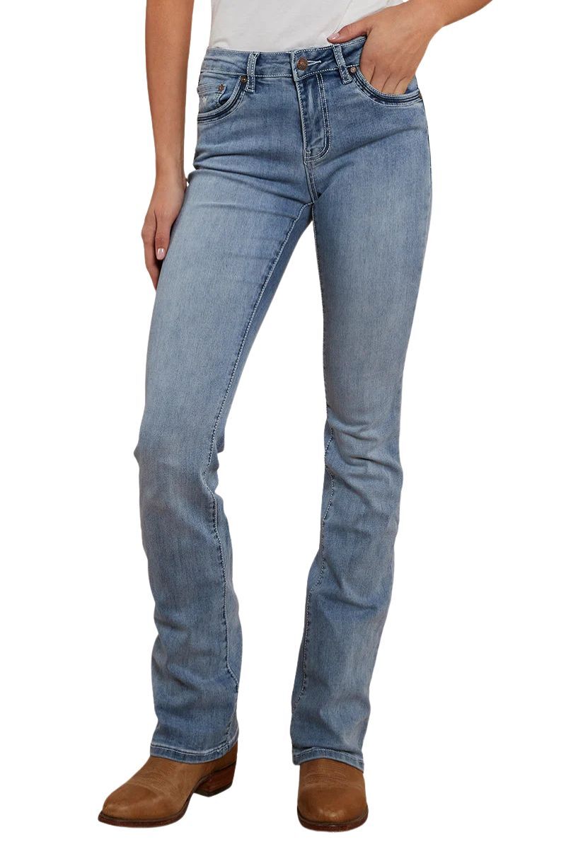 Ringers Western Womens Caroline Rodeo Mid Rise Bootleg Jeans (222101RW) Light Blue