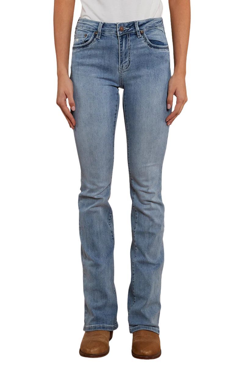 Ringers Western Womens Caroline Rodeo Mid Rise Bootleg Jeans (222101RW) Light Blue