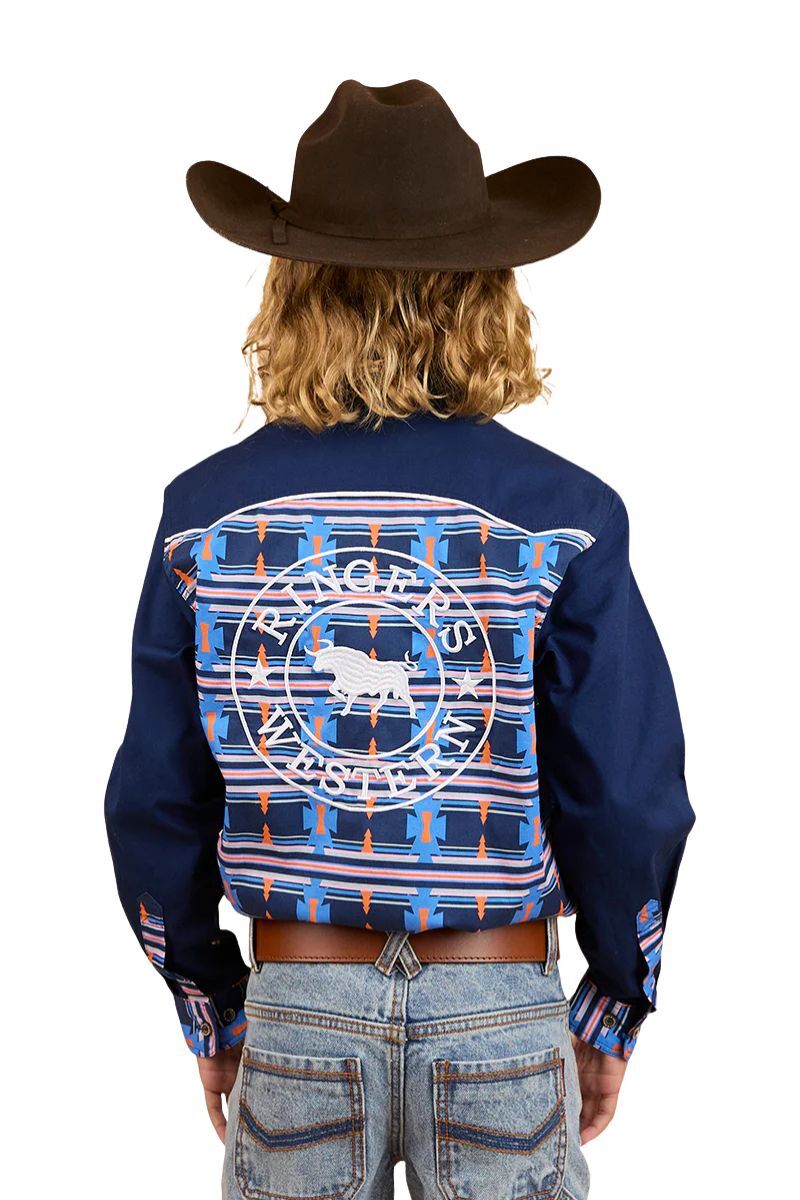 Ringers Western Childrens Oakley Limited Edition S/S Print Shirt (324038RW) Navy