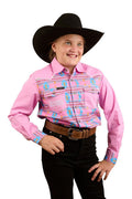 Ringers Western Childrens Oakley Limited Edition S/S Print Shirt (324038RW) Pink