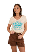 Ringers Western Womens Quality Good V-Neck S/S Tee (224067RW) Off White