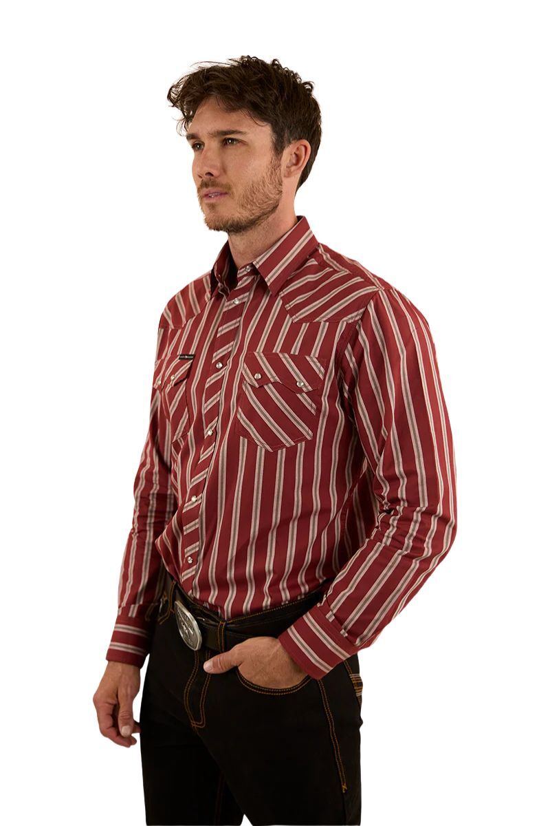 Ringers Western Mens Mapleton Stripe L/S Western Shirt (123105RW) Cedar