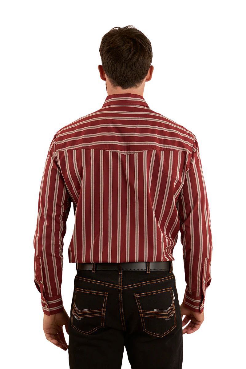 Ringers Western Mens Mapleton Stripe L/S Western Shirt (123105RW) Cedar
