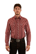 Ringers Western Mens Mapleton Stripe L/S Western Shirt (123105RW) Cedar