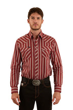 Ringers Western Mens Mapleton Stripe L/S Western Shirt (123105RW) Cedar
