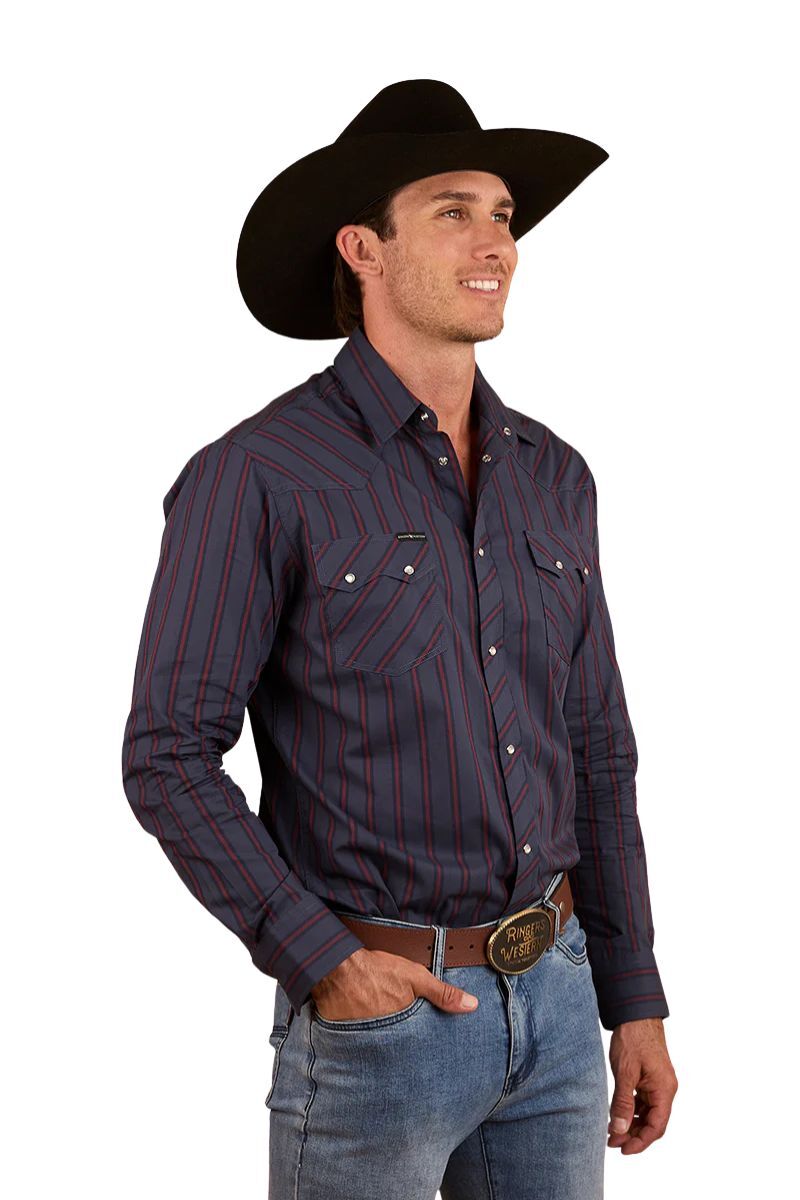 Ringers Western Mens Mapleton L/S Western Shirt (123105RW) Navy