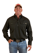 Ringers Western Mens Condor Half Button L/S Work Shirt (124094RW) Charcoal