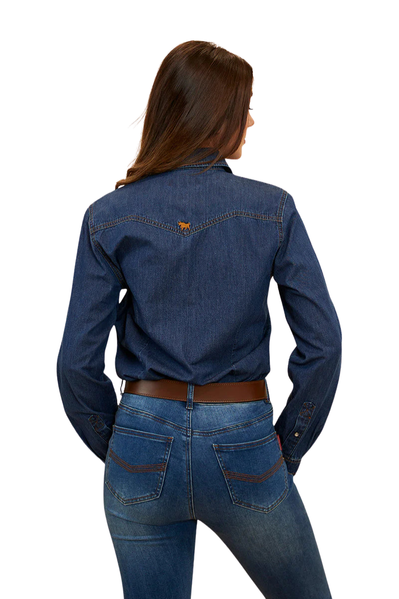 Ringers Western Womens Everleigh L/S Denim Shirt (223092RW) Classic Blue [SD]